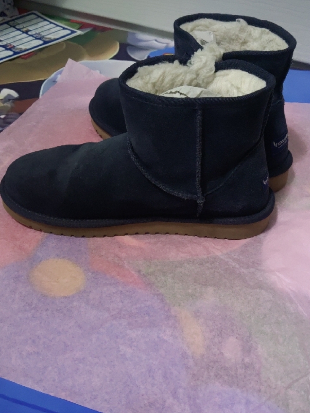 Koolaburra Navy Suede-Look Shearling Ankle Boot - Picture 11 of 12
